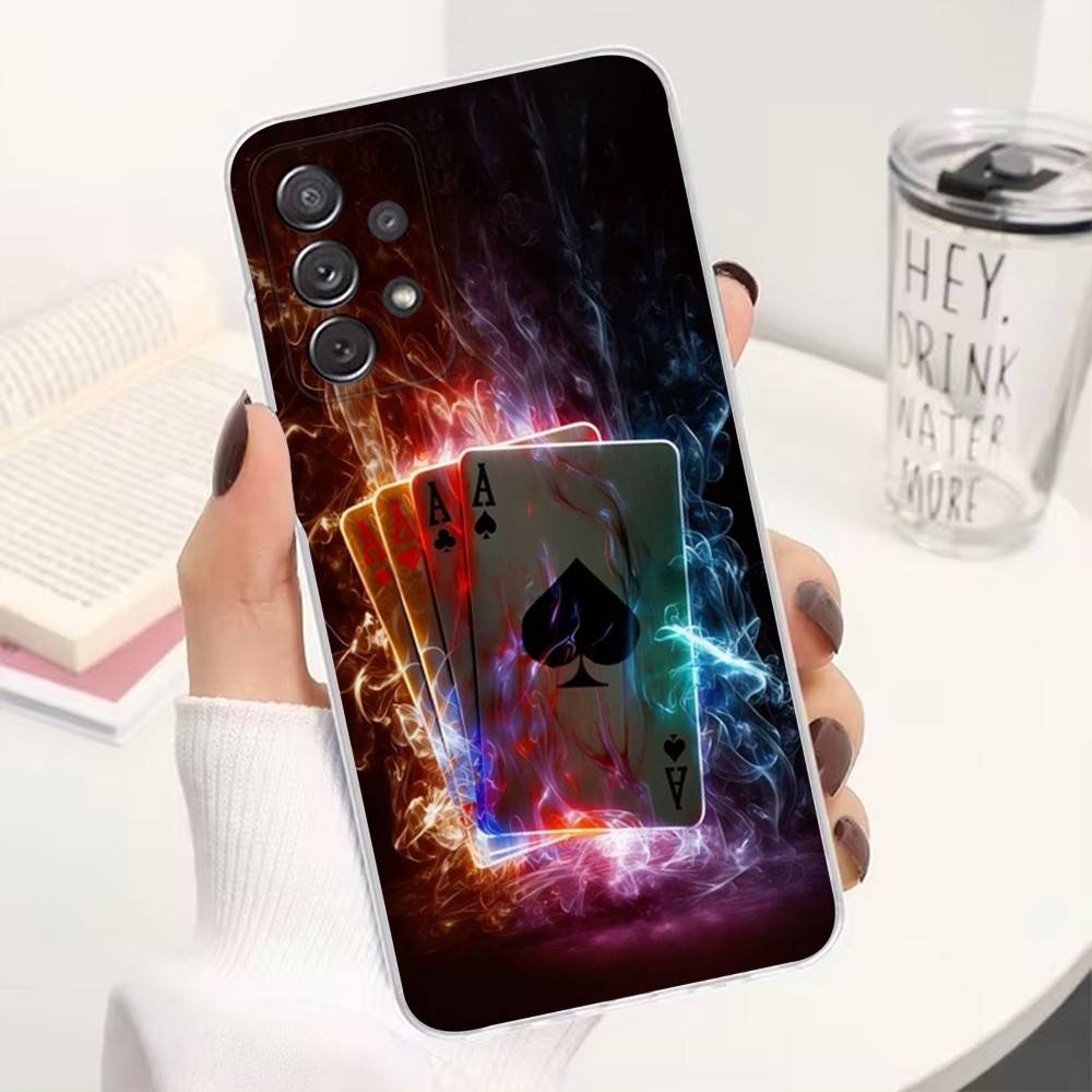 Art Ace OF Spades Poker Case For Samsung A51,30,71,S9,Ultra,Lite,S22,10,20,FE,23,21,PIus,Transparent, Silicone
