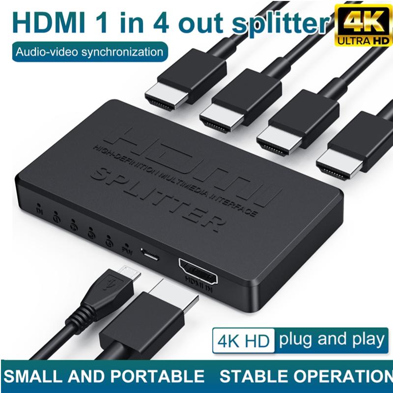 1 In 4 Out 4K HDMI Splitter Switcher HD-MI Switch Adapter 4port Hub 1080P Video Distributor for TV PC Laptop Monitor Projector