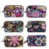 Women Floral Print Cloth Wristlet Bag Coin Purse Zipper Wallet Cell Phone Pouch