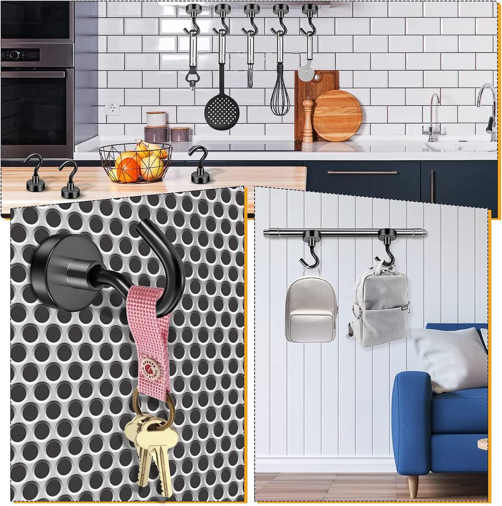 10 штук в упаковке, черные магнитные крючки, магнитные крючки весом 25 фунтов, прочное эпоксидное покрытие, магнитные круизные крючки для холодильников