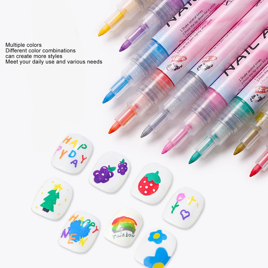 Набор ручек для нейл-арта 12 цветов Быстросохнущие Портативные Стойкие Ручки для рисования и росписи ногтей для деталей и линий