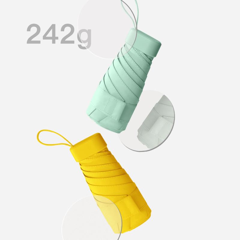 Six Bone Flat 60% Sun Umbrella Solid Color Sunscreen Umbrella Parasol Small Fresh Umbrella Sunny Rain Pocket Umbrella