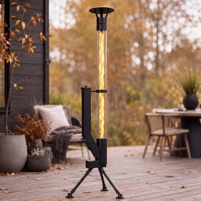 Chauffage extérieur à granulés NETTLIFE Trépied verre borosilicate Flamme 1;1 m 6 kW