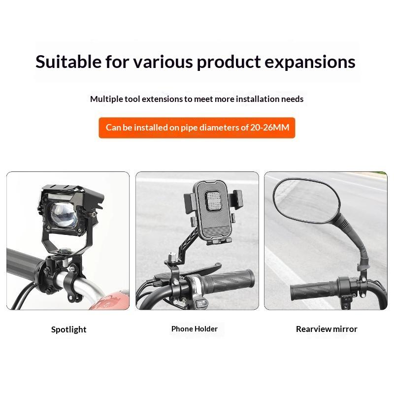 Universal Motorcycle Spotlight Bracket Adjustable Metal Tube Clamp Mount Suitable for Ebike LED Light