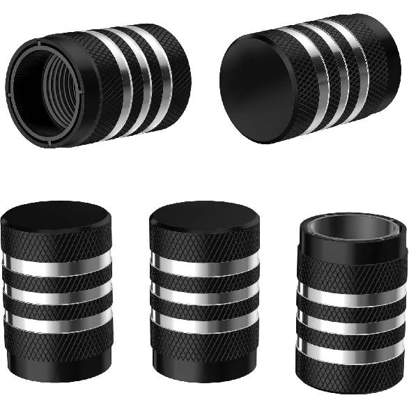 MIKKUPPA Tire Valve Caps - 5 Pack Tire Air Cap Metal with Plastic Liner Corrosion Resistant Leak-Proof Valve Stem Caps for Car, Motorbike, Trucks,