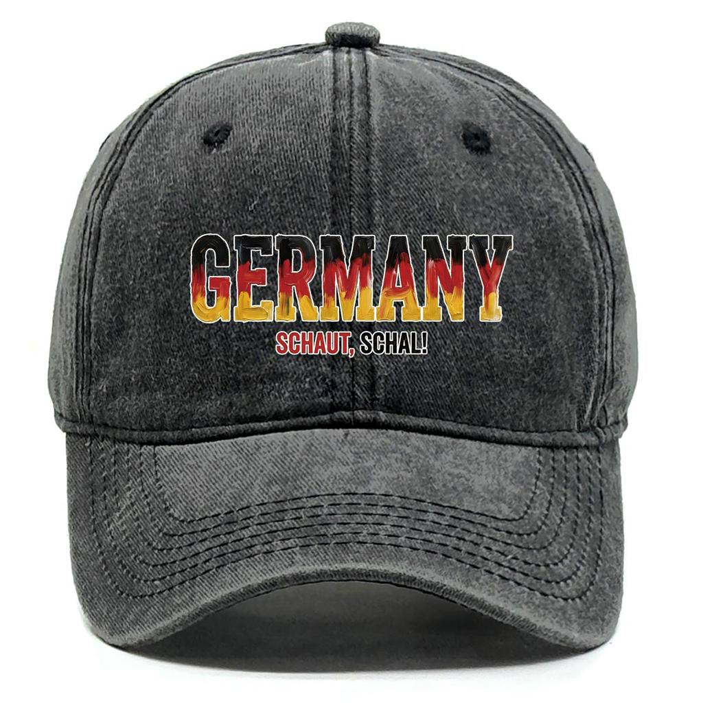 Бейсболка с принтом "GERMANY" "SCHAUT, SCHAL" Флаг, Регулируемая Кепка от Солнца Спортивная Мода Необработанный Козырек Уютная Папина Кепка