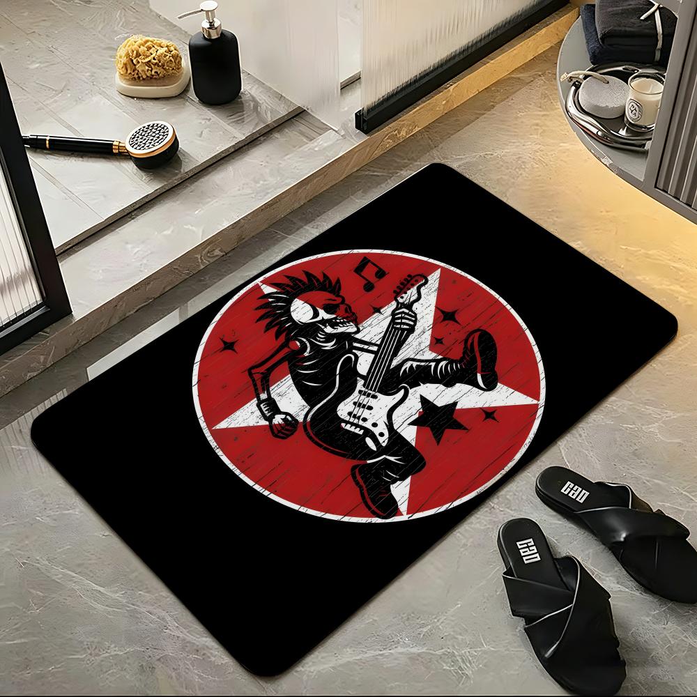 Music T-The C-Clash Floor Mat Soft Flannel Entrance Door Mat Non Slip Absorbent Bathroom Bedroom Floor Rug