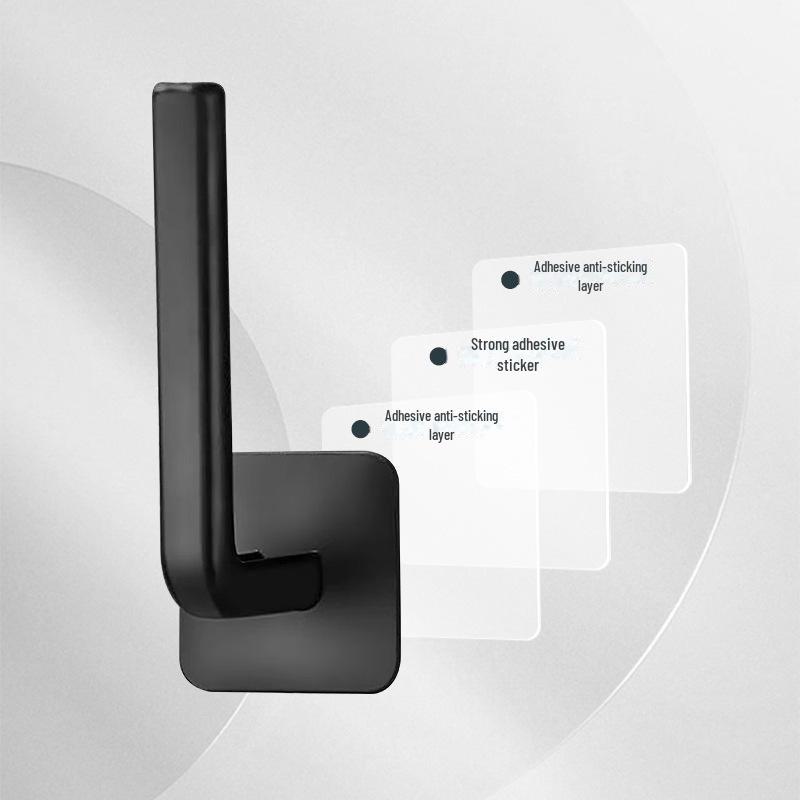 Многофункциональный крючок L-образной формы черного цвета без проколов для крышек кастрюль и занавесок для душа