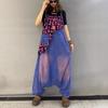 Retro personality old letter splicing overalls women's summer new large size fat sister jumpsuit tide