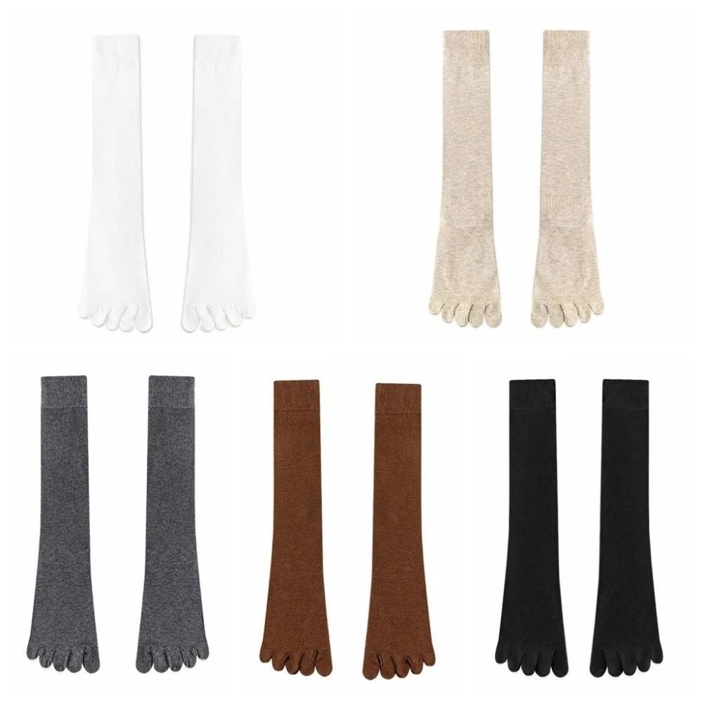 Solid Color Five Finger Long Socks Anti-slip Mid-tube Stocking Women Spring Summer