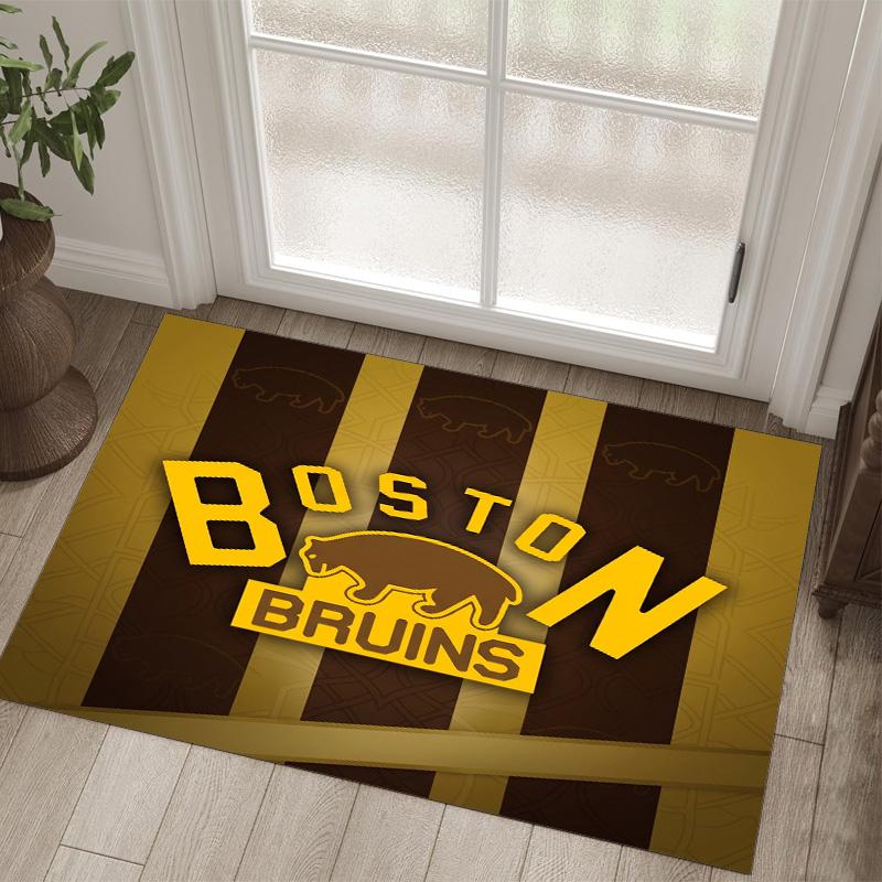 Дизайн Boston Bruins Кристальный Велюровый Ковер Уютный Не?Нескользящий ковер с принтом для спальни, гостиной, прихожей