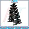 Fengta Rubber Hex Dumbbell Set with Rack