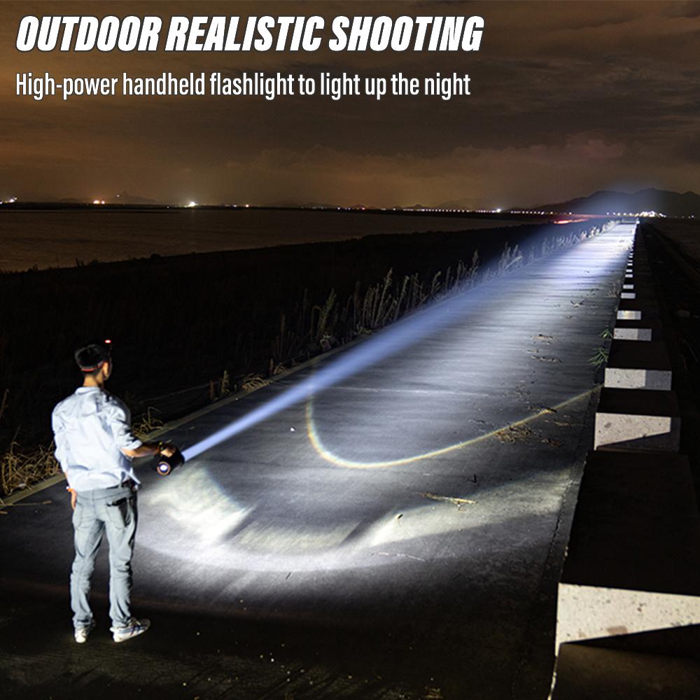 High power handheld flashlight Rechargeable torch, multi-function searchlight Portable camping light 6000 mAh battery capacity
