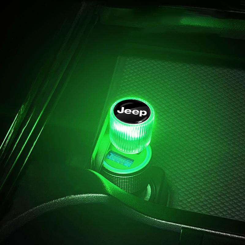 1 шт. USB Автомобильный светодиодный свет Автомобильный свет атмосферы салона Стайлинг эмблемы автомобиля Для Jeep Renegade Wrangler JK JL Grand Cherokee Compass Patriot