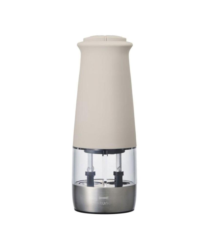 BRUNO Electric Pepper Mill, Single-Handed, Two-in-One, Double-Automatic Spice Mill, Stylish Greige (BHK298-GRG)