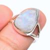 Натуральный Радужный Лунный Камень Драгоценный Камень 925 Проба Цельное Стерлинговое Серебро Кольцо Размер 7.5 L4d11