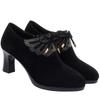 Deep Mouth Block Heels Platform Shoes Women Pumps 2025 Pointed Toe Soft Leather High Heel Office Black Elegant Bow Tie Retro