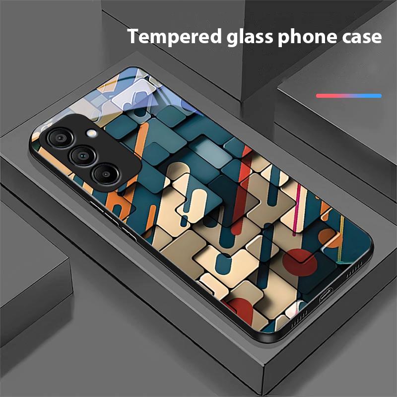 Креативный чехол-блок для Samsung Galaxy A15 5G 54 4G 51 50 24 35 90 71 12 51 53 52S 80 22 34 Черный чехол для телефона из закаленного стекла
