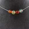 Stones and Minerals. Necklace with 4 Multi-colored Agate Beads 8 Mm. Stainless Steel Chain Necklace Women Men. Custom Size