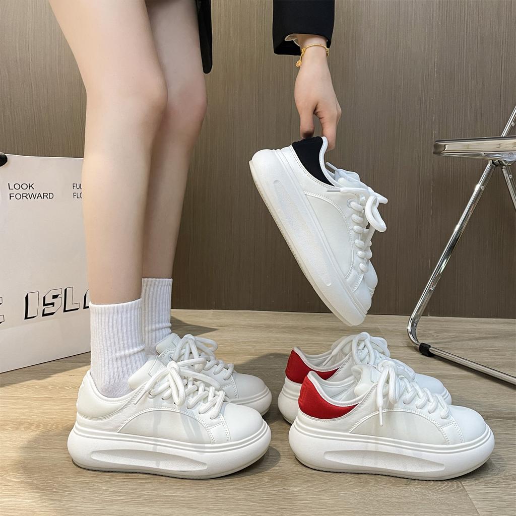 Little White Shoes Women'S New Summer Breathable Bread Shoes Platform-Soled Student Board Shoes Trendy Casual Sports Mesh