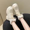 2025 Winter Fluffy White Fur Women Short Snow Boots Plush Warm Platform Booties Comfort Square Heel Ladies Shoes