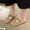 2025 Spring Bow New Flat Outer Wear Bottom Lazy Bag Head Half Slippers Women's Evening Breeze Muller Slippers Women