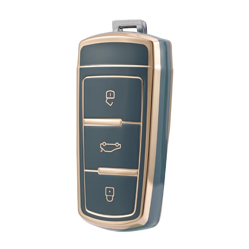 Чехол для автомобильного ключа из ТПУ с золотыми краями для Volkswagen VW CC Passat B6 B7 Passat 3C CC Maogotan R36 B5 B7L, чехол для автомобильного ключа, аксессуары для стайлинга автомобиля