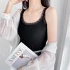 Майка женская, летняя однотонная кружевная блузка, топ на бретелях, рубашка с круглым вырезом, тонкая нижняя рубашка, повседневный жилет-бретелька