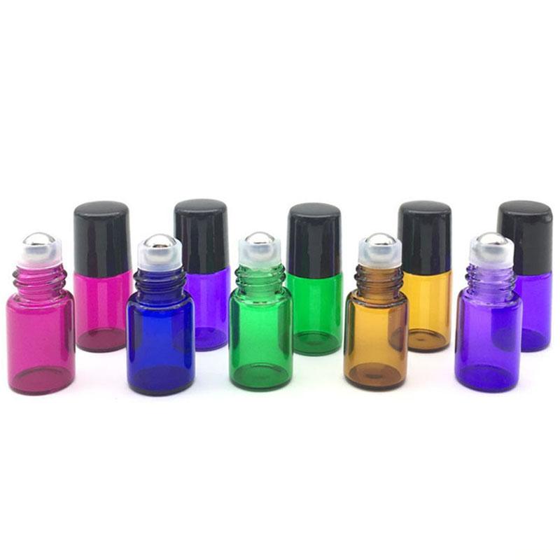 5Pcs ColoredRoller Bottles 1ml 2ml 3ml Sample Test Roll Essential Oil Vials with Stainlesss Steel Ball