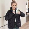 Women's Winter Jacket 2024 Female Stand Collar Pure Color Cotton Jacket Women Pure Color Casual Rhombus Demi-season Jackets