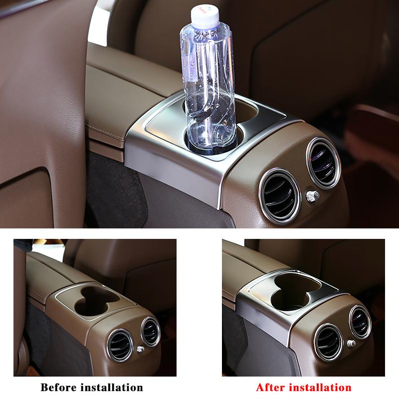 Для Mercedes edes Benz W213 E Class 2016 2017 Интерьер ABS Хромированная крышка рамы подстаканника заднего ряда