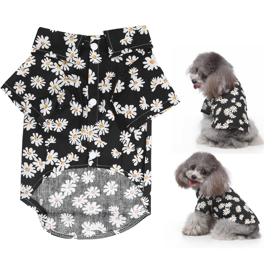 Daisy Print Dog Shirt Soft Breathable Flexible Pet T Shirt for Small Dogs and Cats