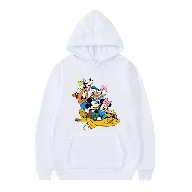 Disney Mickey Mouse Pattern Woman Streetwear Loose Black Winter Tops Clothes Pullovers Ladies Cheap Y2k Hoodies Men Sweatshirts