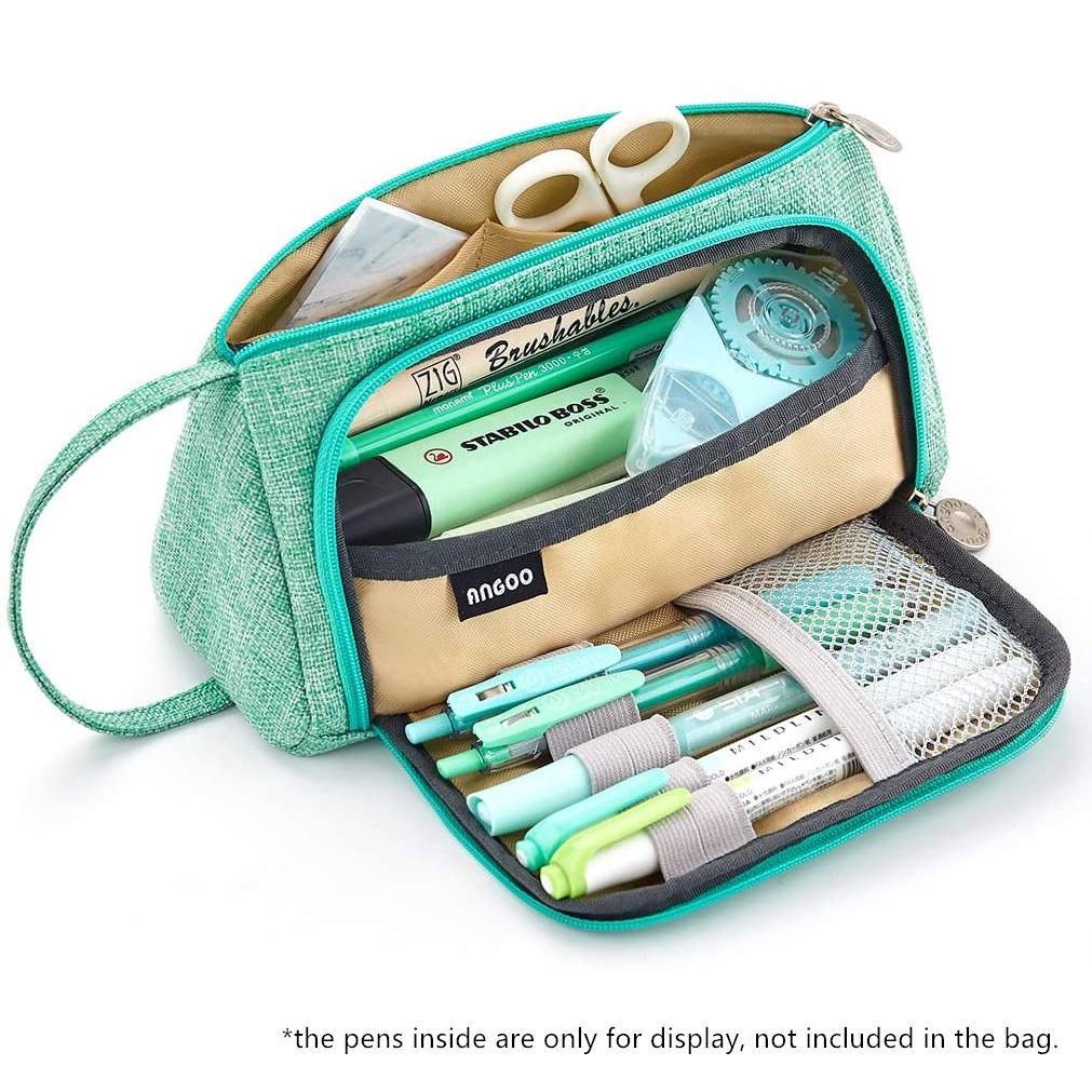 Портативный многофункциональный клетчатый пенал с несколькими слотами и сеткой, большая сумка для хранения, органайзер, канцелярские принадлежности, студенческий подарок