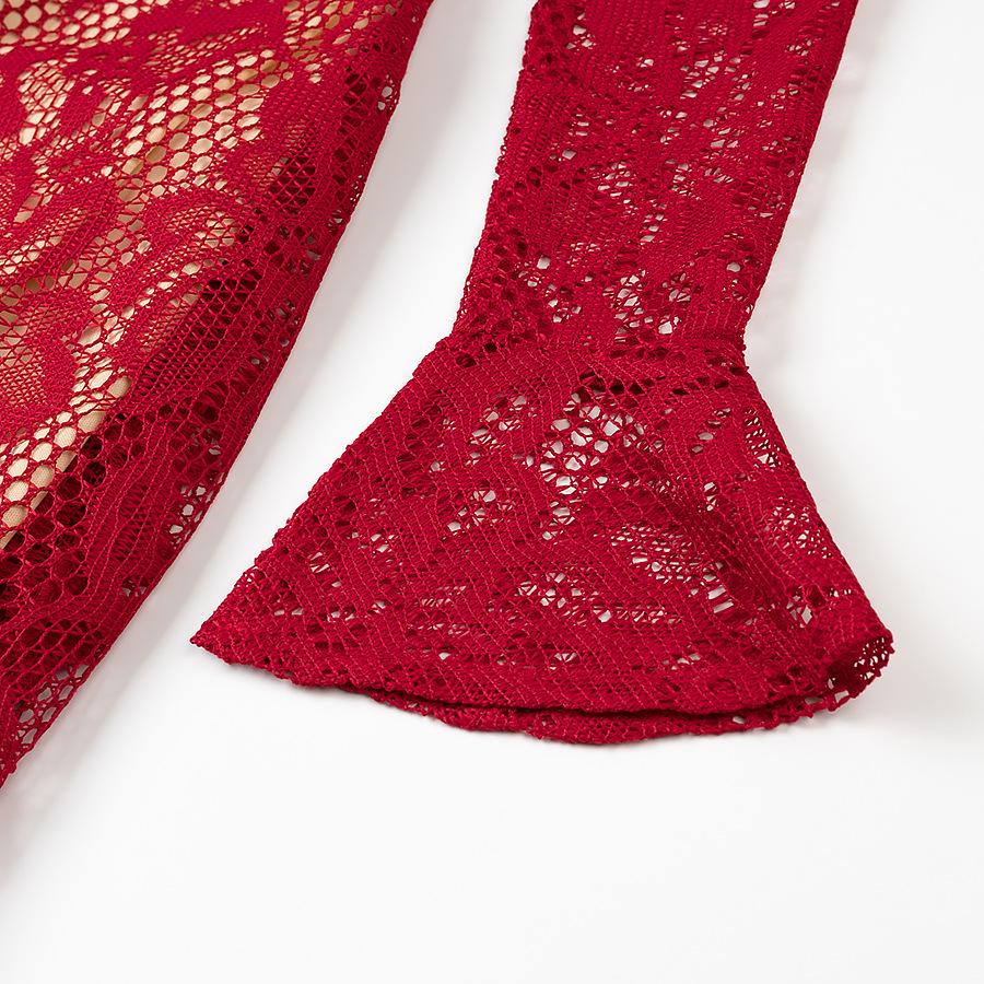 Европейское и американское сексуальное женское платье ципао с длинным рукавом, кружевное, с вырезами, приталенное