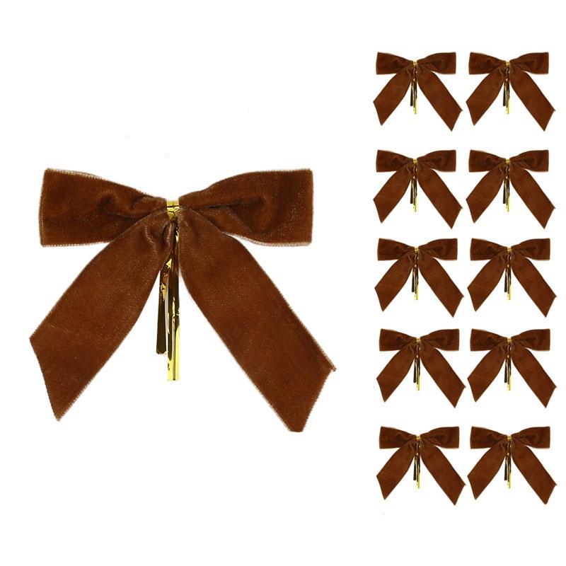 10/50pcs Christmas Bow Red Gold Mini Xmas Tree Bowknot Pendant Ornaments for Home Decoration Navidad New Year Party DIY Gifts