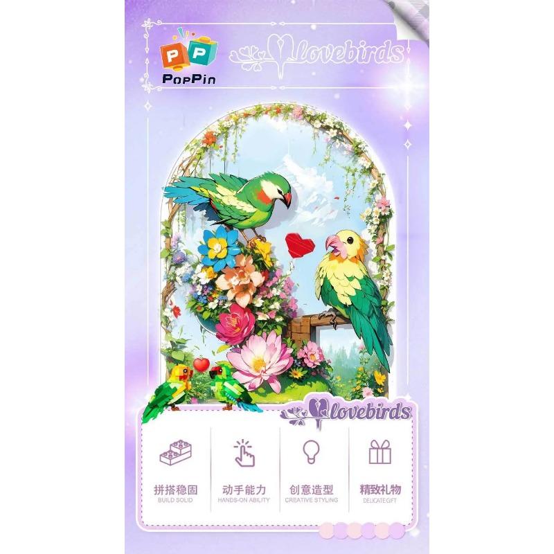 DIY MOC Small Particle Building Blocks 663009 Love Bird Parrot Series Girl Gift Assembly Toys for Children Gifts