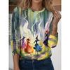 Women's T Shirt Tee Halloween Daily Casual Long Sleeve Green Spring Fall