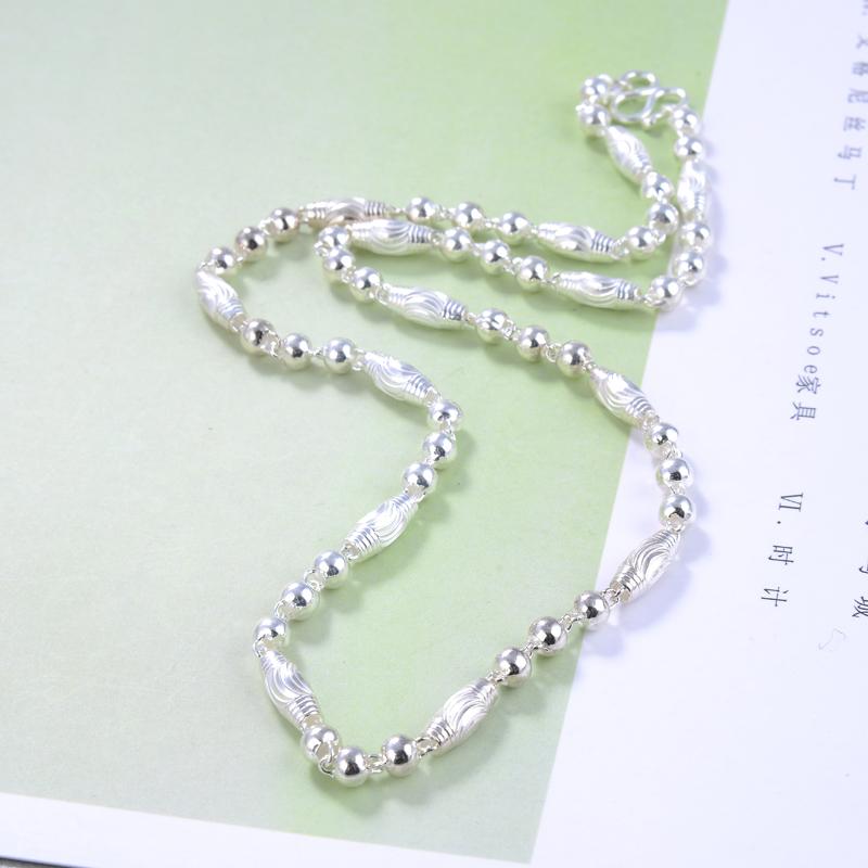 Твердое 100% стерлингового серебра 925 пробы, мужское ожерелье с бусинами, цепочка для мальчика, ожерелье в стиле панк, хип-хоп, рок, властное, простое, модное, толстое ожерелье