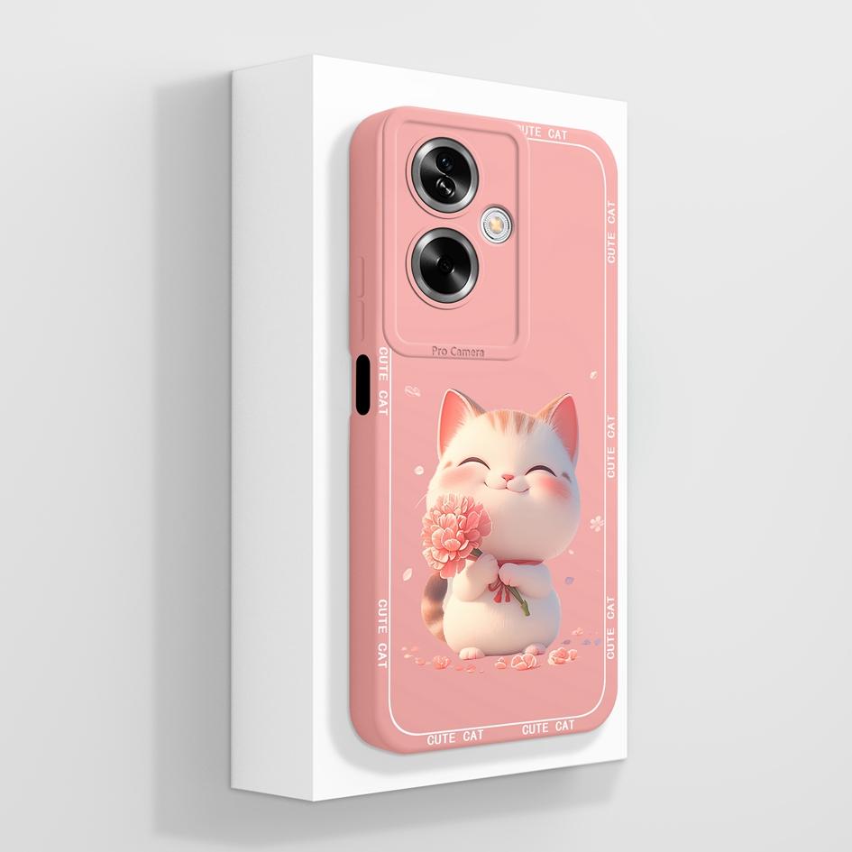 Для OPPO A79 A77 A77s A78 A83 A91 A92 A93 A93s A94 A95 A96 4G 5G чехлы для телефонов прекрасный рисунок панды котенка жидкий силиконовый противоскользящий чехол для OPPO Capa