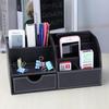 Desk Organizer - Multifunctional Leather Desktop Pen Holder Storage Box - Business Card/Pen/Pencil/Mobile Phone/Stationery Holder