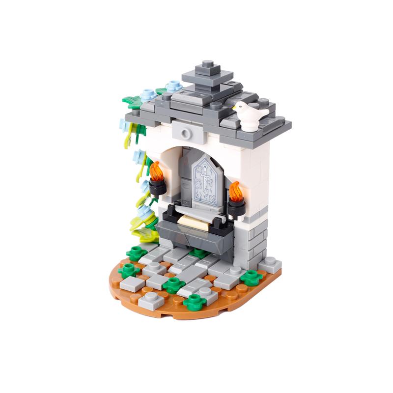 MOC Средневековая городская сцена Строительные блоки Доска объявлений Таверна Камин Костер Судейское место Вид улицы Кирпичная игрушка
