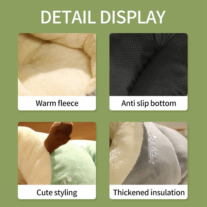 Dog Kennel Bed Winter Warm Cute Slippers Shaped Small Cat Dog Nest Deep Sleeping Bag Puppy Cave House Pet Supplies