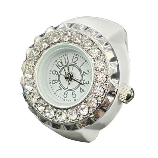 Кольцо для часов на палец, эластичное кольцо в стиле хип-хоп, повседневное с круглым циферблатом, роскошные мужские и женские блестящие кварцевые часы со стразами, кольцо для вечеринок