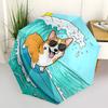 1pc Surfing Corgi Automatic Folding Umbrella - 8-Rib Durable Iron Frame, Compact Portable for Daily Travel yy251205040
