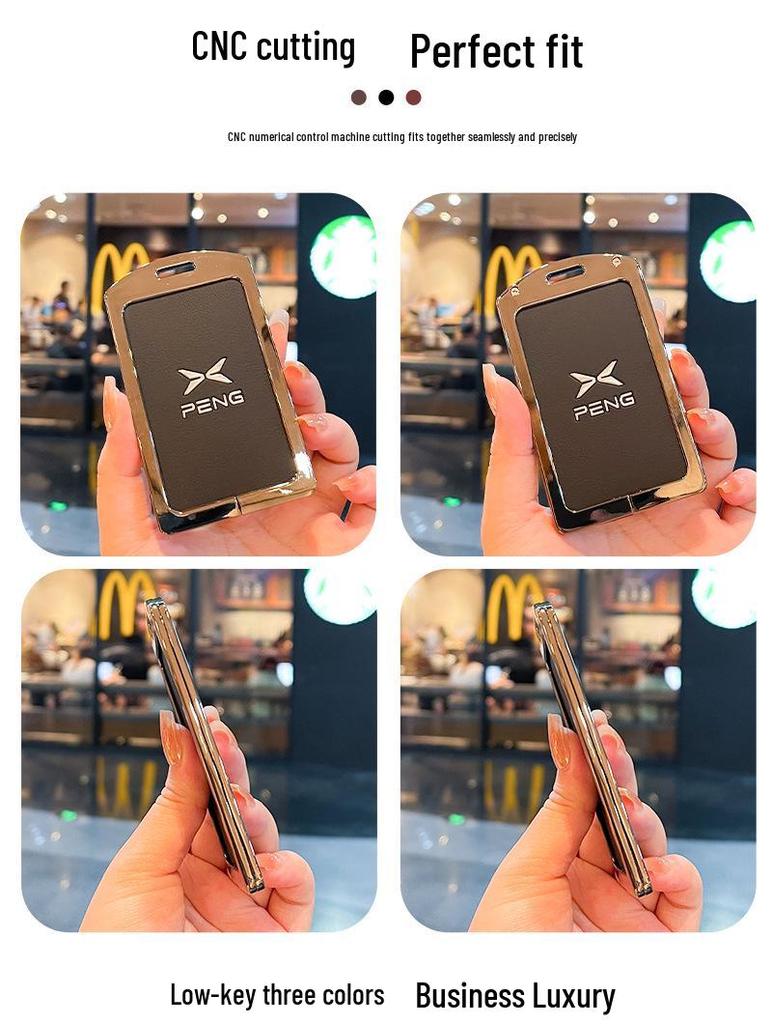 Full-Coverage Metal Buckle Case for XPeng P7 & 2021 G3i Pengyi P5 Key Fob, Card Style