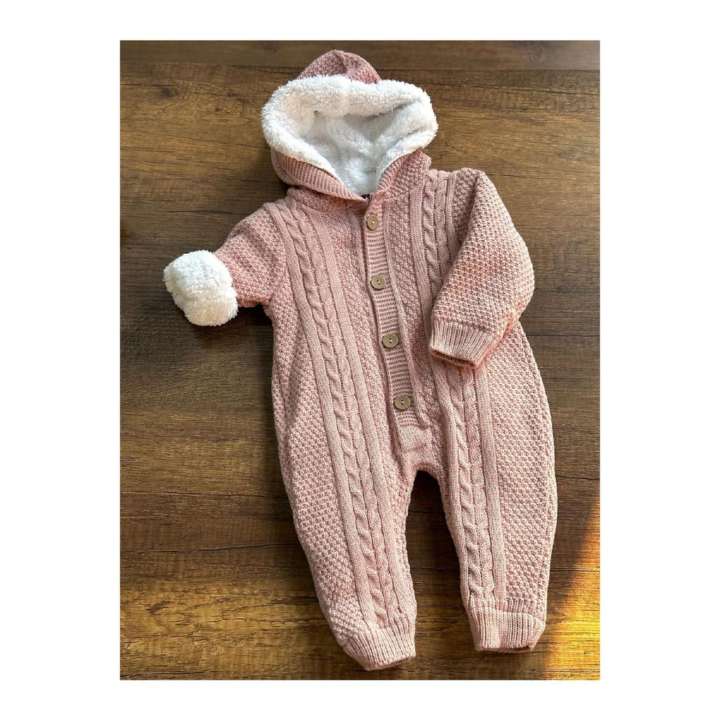 Трикотаж Комбинезон для новорожденных с овечьей шерстью внутри, очень мягкий узор для вязания волос