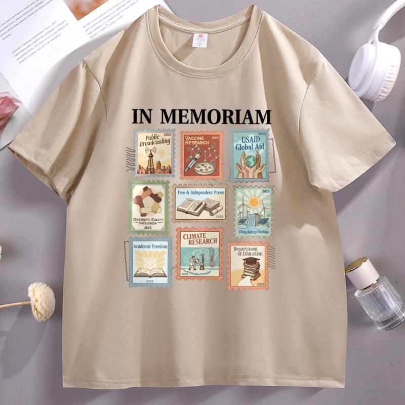 In Memoriam Stamps Women Unisex TShirt 2026 Pro Democracy TShirt Casual Cotton Short Sleeve Graphic Tees Streetwear Clothing Tops