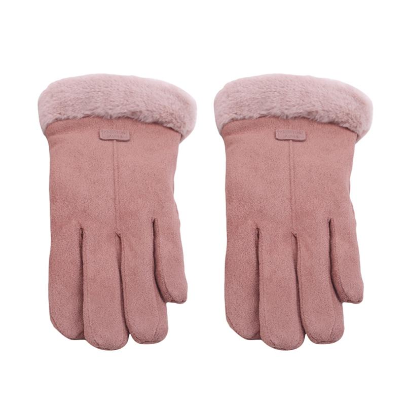 Женские замшевые перчатки Зимние перчатки с двойным мехом Теплые модные перчатки со снежинкой и вышивкой
