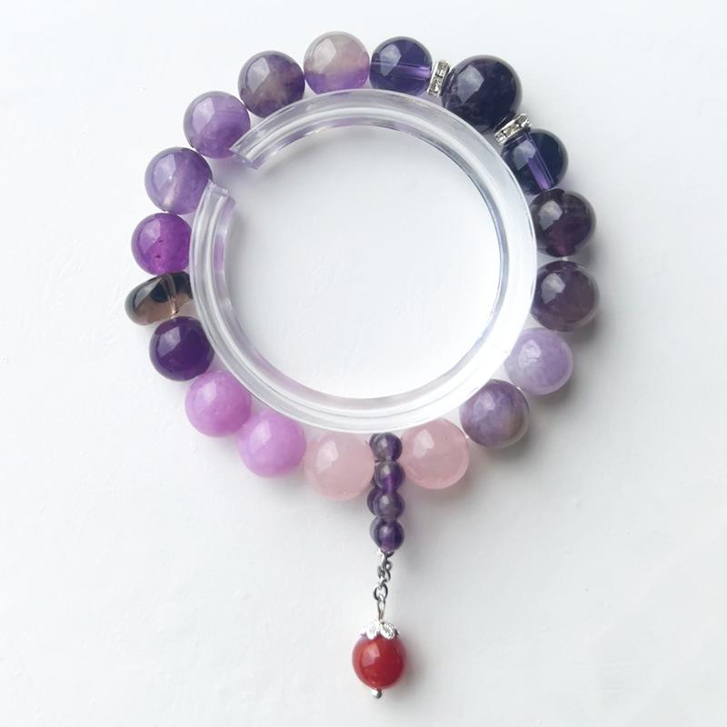 Purple Fire Multi-Stone Amethyst Bracelet & Jade Pendant for Women